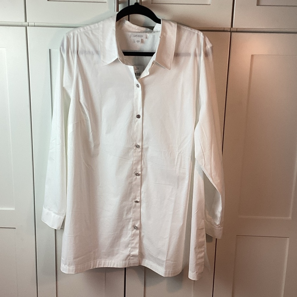 J. Jill White Shirt Collection Dress Top XL NWT
